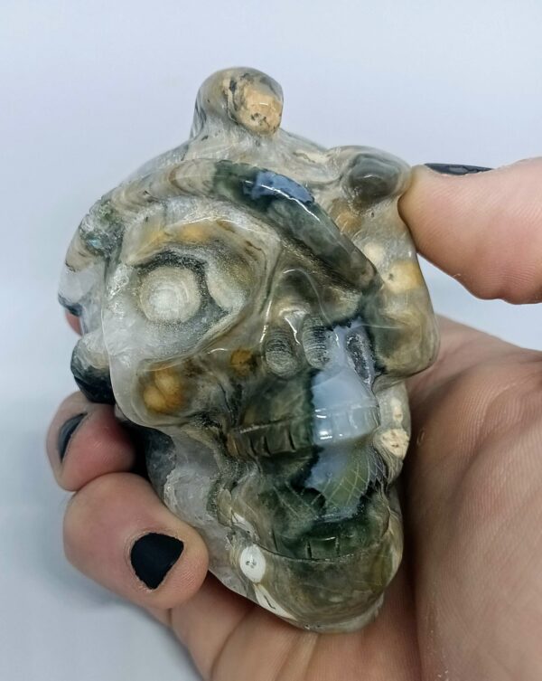 Crâne de cristal en Jaspe Océan – Image 4