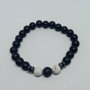 Bracelet Pierre de lave et Howlite