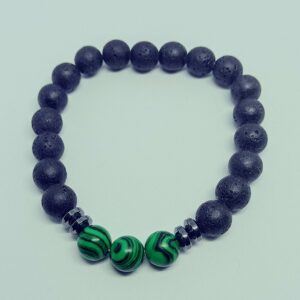 Bracelet Pierre de lave et Malachite