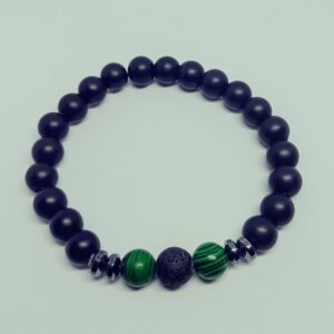 Bracelet Obsidienne et Malachite