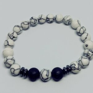 Bracelet Howlite et pierre de lave
