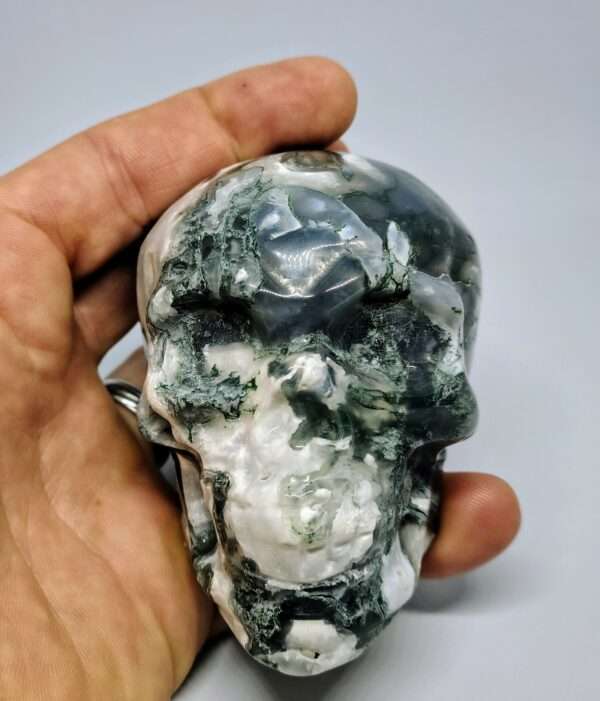 Crâne de cristal en Agate mousse – Image 3