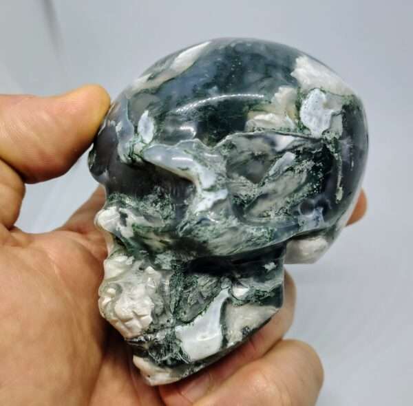 Crâne de cristal en Agate mousse – Image 2